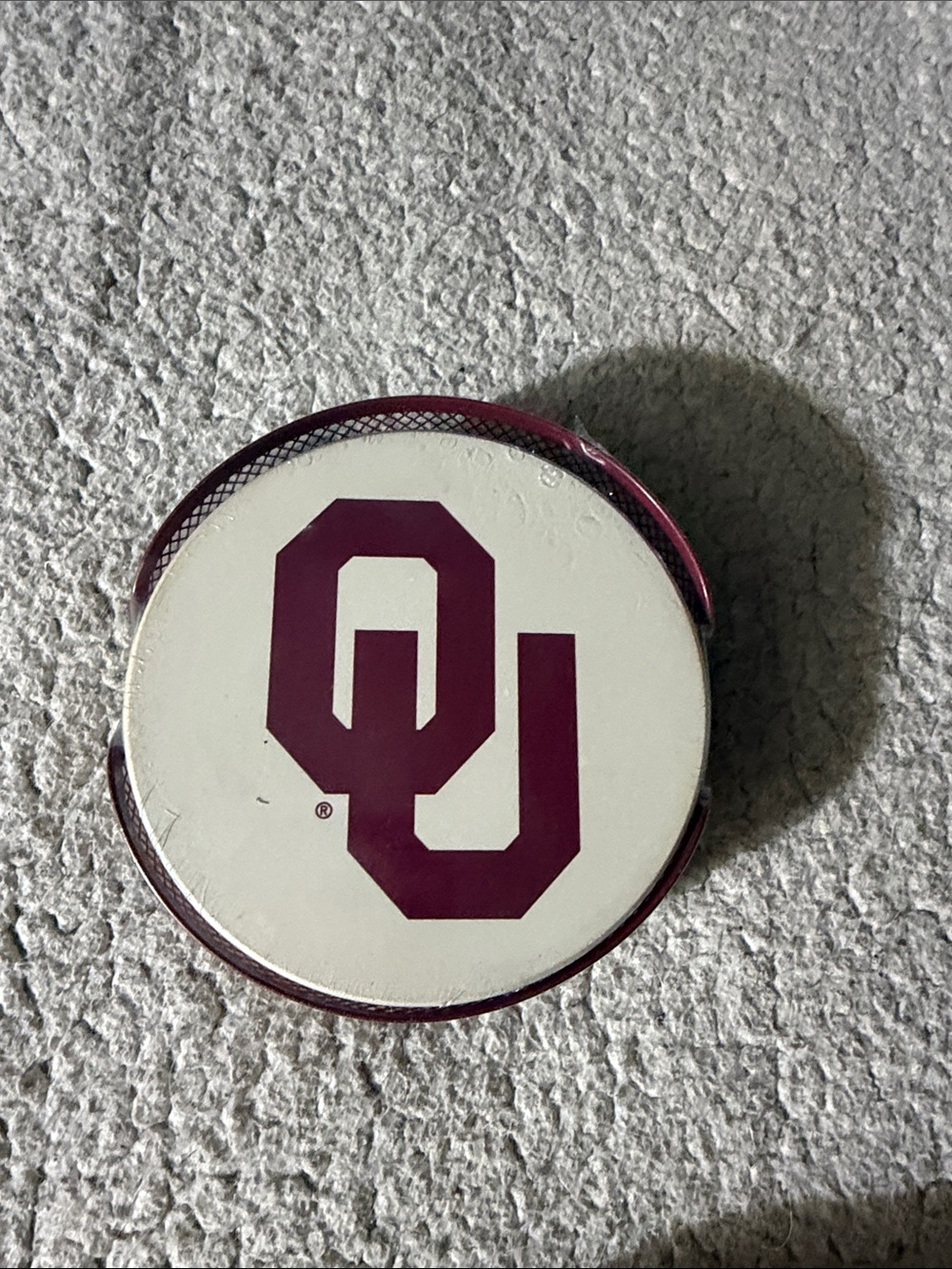 University of Oklahoma Maroon and White Gypsum Coaster Set With Metal Holder New